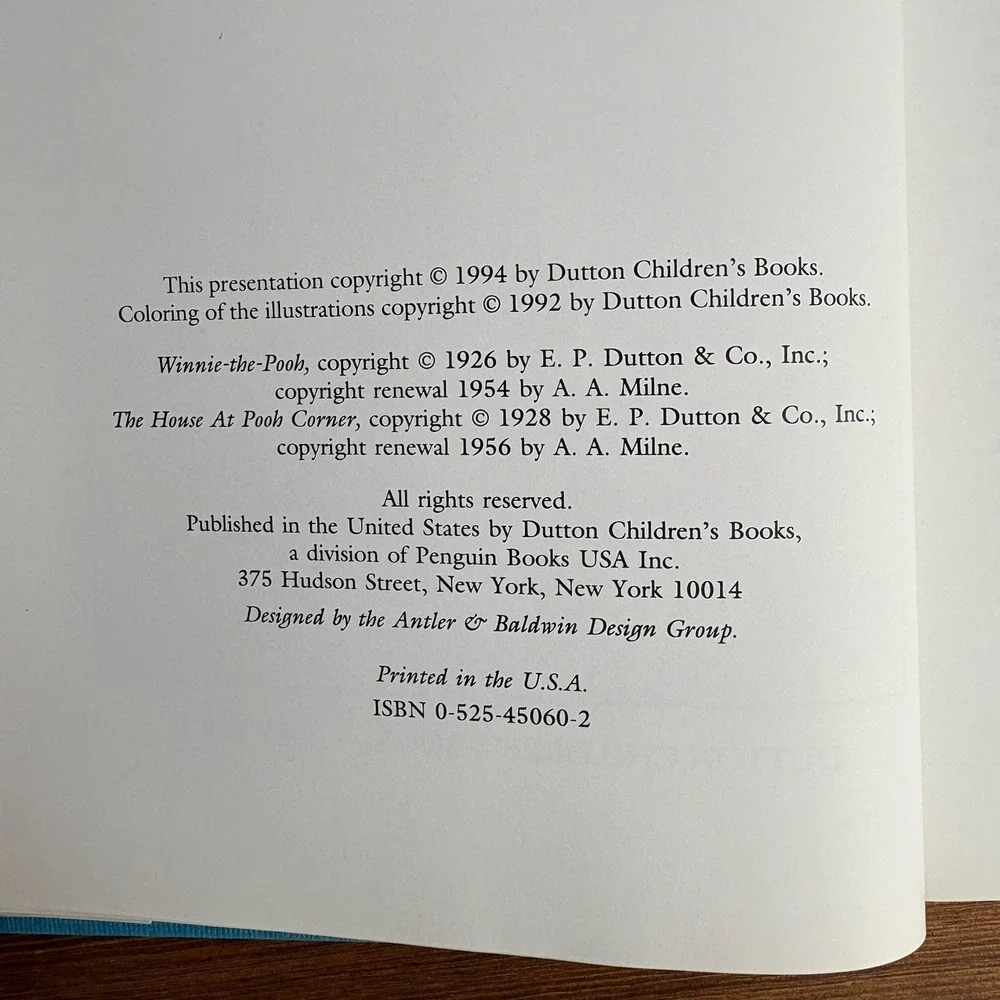 Vintage Winnie the Pooh Hardcover Book‎ Lot A.A. Milne 1996 First Edition & 1994